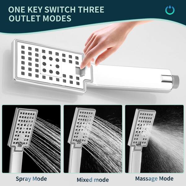 FORIOUS LED Rainfall Waterfall Shower Head Rain Massage System