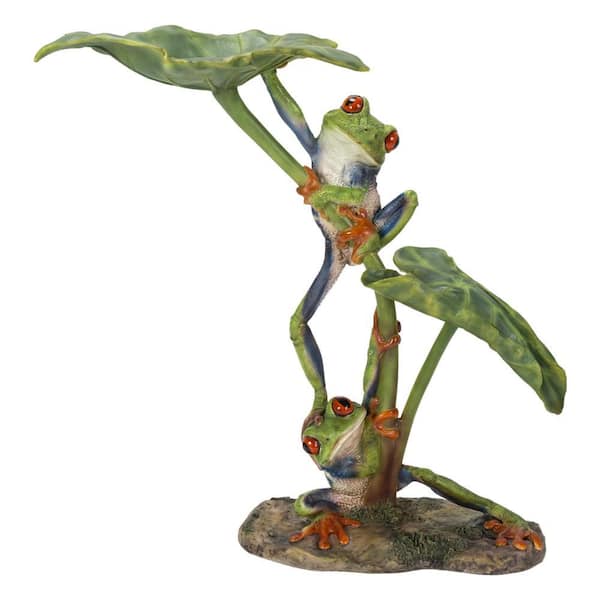 HI-LINE GIFT LTD. Lotus Leaf with Red-Eyed Tree Frog Statues 87822-A - The  Home Depot