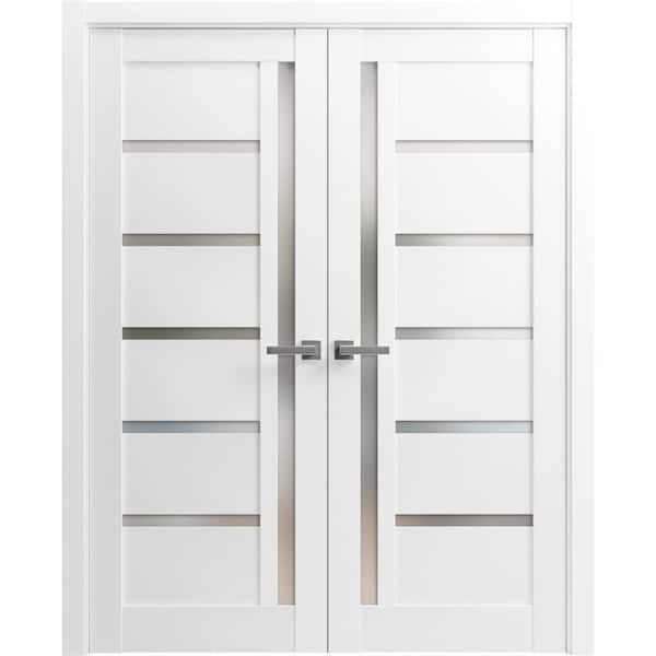 Sartodoors 48 in. x 96 in. 2 Panel White Finished Solid MDF Sliding Door with Hardware