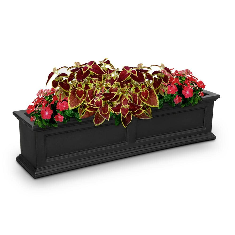 Mayne Fairfield 48 in. x 11 in. Self-Watering Black Polyethylene