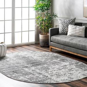 Deedra Misty Contemporary Gray 7 ft. x 9 ft. Oval Rug