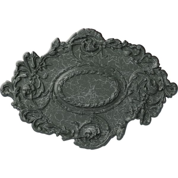 Ekena Millwork 30-3/8" W x 20-3/4" H x 1" Kinsley Flowing Leaf Urethane Ceiling Medallion, Athenian Green Crackle