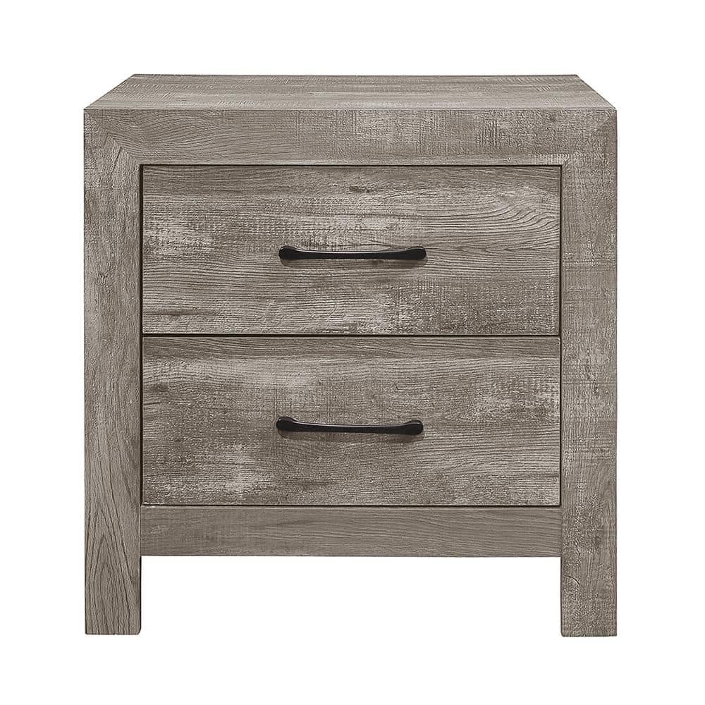 Lazzara Quinby Gray 2-Drawer 23.5 in. W Nightstand 1534GY-4 - The