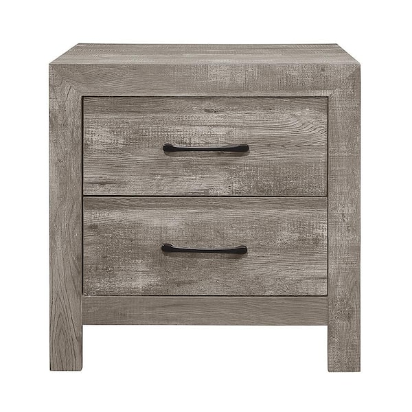 Quinby Gray 2-Drawer 23.5 in. W Nightstand