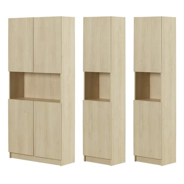 Liora Bleached Oak71. 5 in. Boockases with 18-Shelf Set of Bookcase