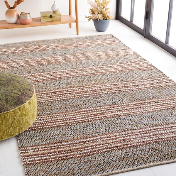 Vintage Leather 3 ft. x 5 ft. Beige/Natural Distressed Striped Area Rug