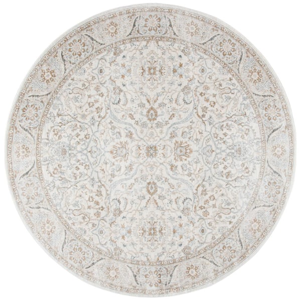 Isabella 8 ft. x 8 ft. Cream/Beige Oriental Round Rug