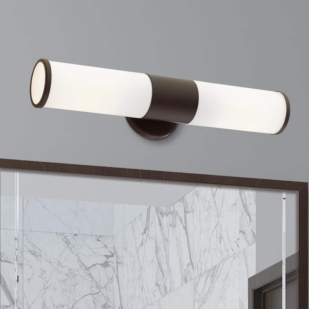 Bronze Opal Glass 2-Light Outdoor Vanity Sconce