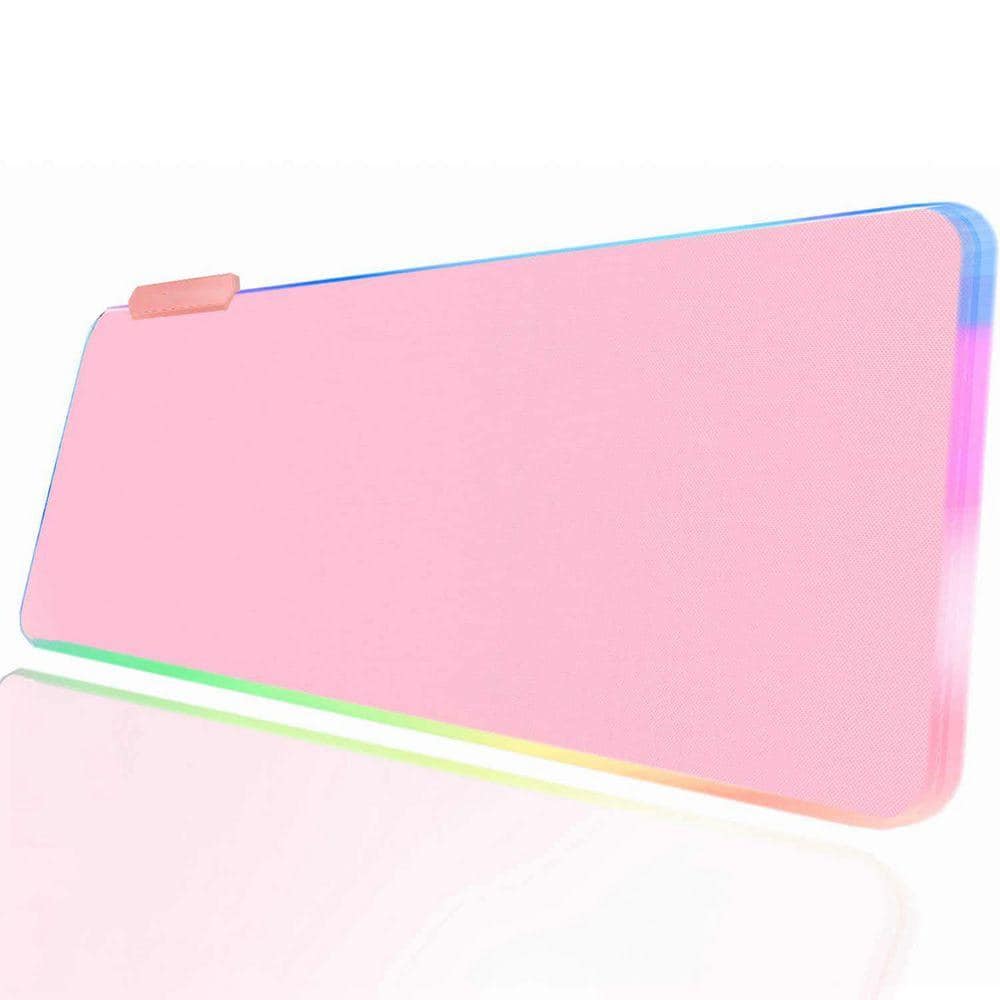 Pink RGB Gaming Mouse Pad 31.5 in. x 12 in. Large Extended Glowing LED Light Up Non-Slip Rubber Base Desk Accessories