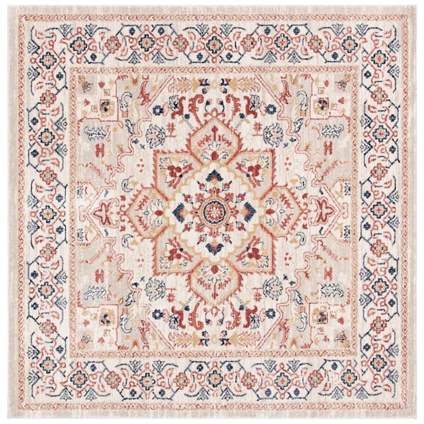 SAFAVIEH Charleston Beige/Ivory 7 ft. x 7 ft. Border Floral Square Area Rug