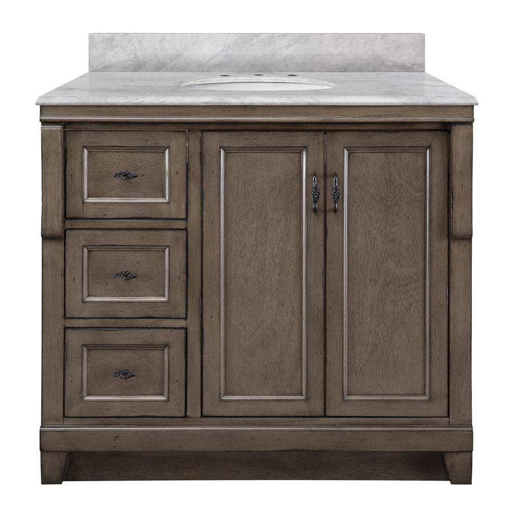 Naples 36 in. W x 22 in. D x 35 in. H Single Sink Freestanding Bath Vanity in Distressed Gray with Carrara Marble Top -  Home Decorators Collection, NADGA3621DL-CAR