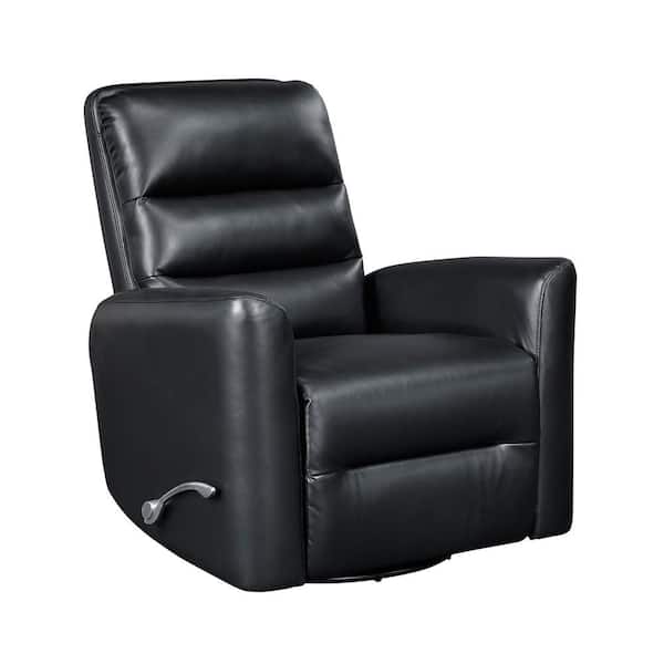 Wiley Black Faux Leather Upholstery Manual Swivel Glider Recliner