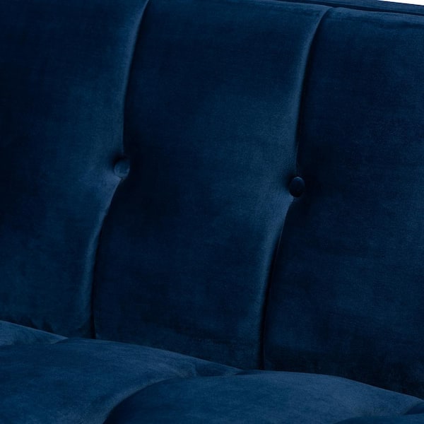 Baxton Studio Milena 93.3 in. Royal Blue Velvet 3-Seater Tuxedo Sofa with  Gold Base 152-9266-HD - The Home Depot
