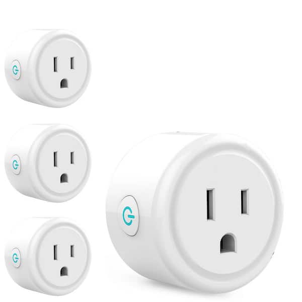 15A 120-240-Volt WiFi Smart Plug Grounding Outlet Remote Control Timer Voice Compatible Alexa Google Home 4-Pack