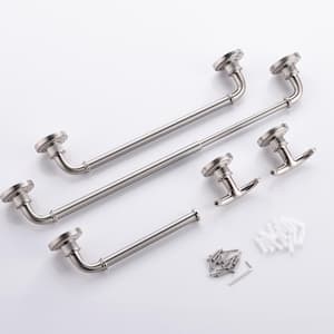 4-pieces  Adjustable Stainless Steel Bath Hardware Set with Mounting Hardware in Brushed Nickel