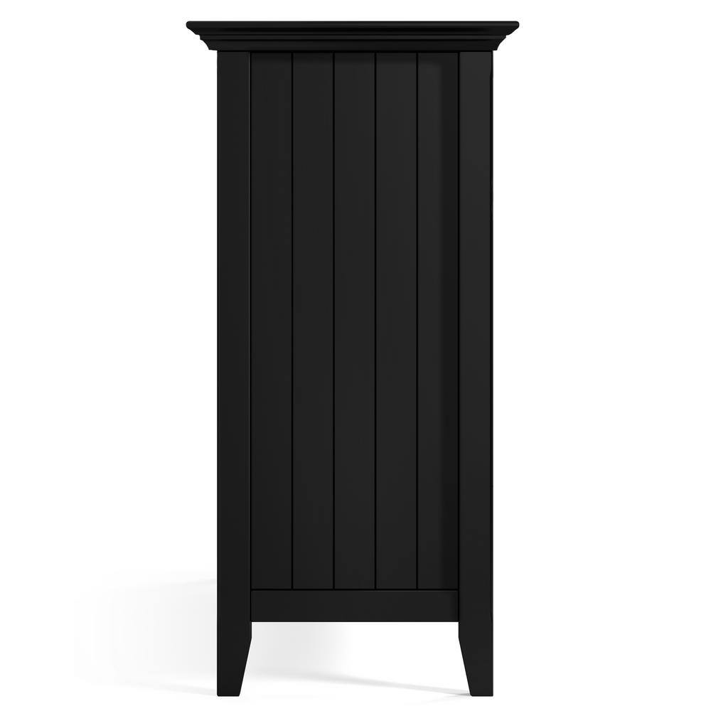 Bedford Black Solid Wood 54" Sideboard Buffet with Wine Rack