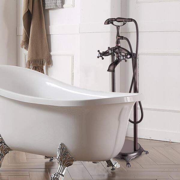 satico 3Handle Freestanding Floor Mount Faucet Claw Foot Tub Faucet with Hand Shower in Oil