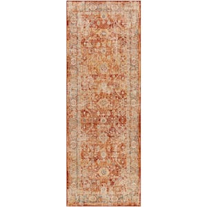 Obasi Burnt Orange Damask 3 ft. x 10 ft. Indoor Runner Area Rug