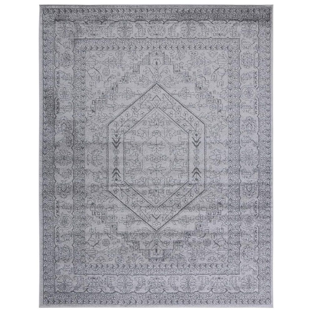 Gray Polypropylene 8 ft. x 10 ft. Oriental Indoor Area Rug