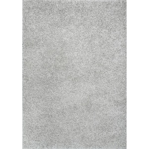 Gwenyth Solid Shag Gray Doormat 3 ft. x 5 ft. Modern Accent Rug