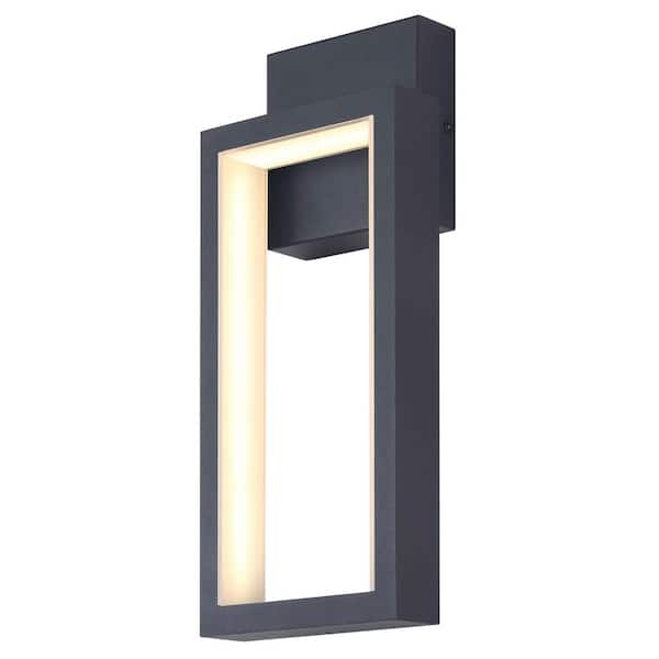 CANARM Kalino 13.75 in. Black Integrated LED Outdoor Hardwired Coach Sconce with 580 Lumens and 3000K Color Temperature