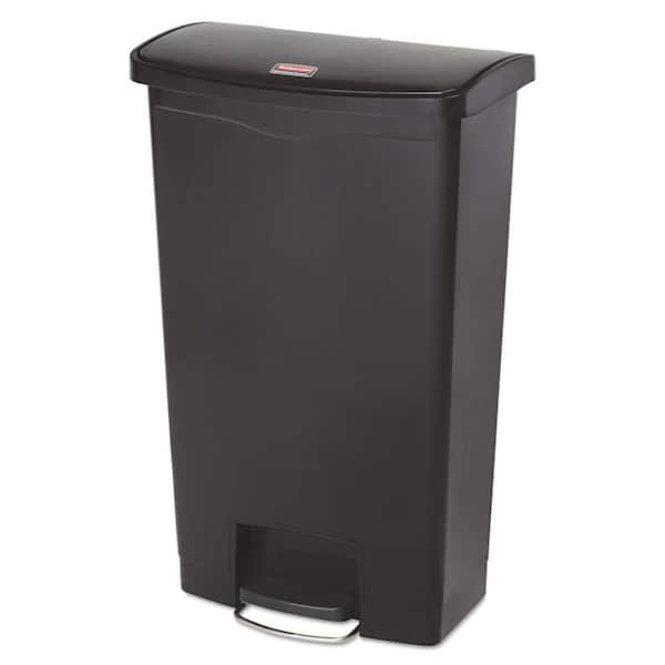 Rubbermaid Commercial Products Slim Jim 18 Gal. Black Resin Front Step Trash Can
