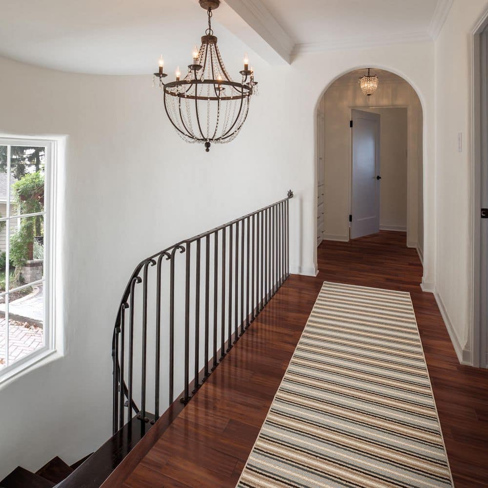 Nantucket Stripe 3x8 Earth Tone Tufted Runner Rug