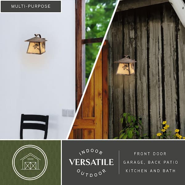VAXCEL Whitebark 1 Light Bronze Rustic Pinecone Outdoor Wall