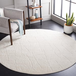Melody Ivory/Beige 7 ft. x 7 ft. Abstract Diamond Round Area Rug