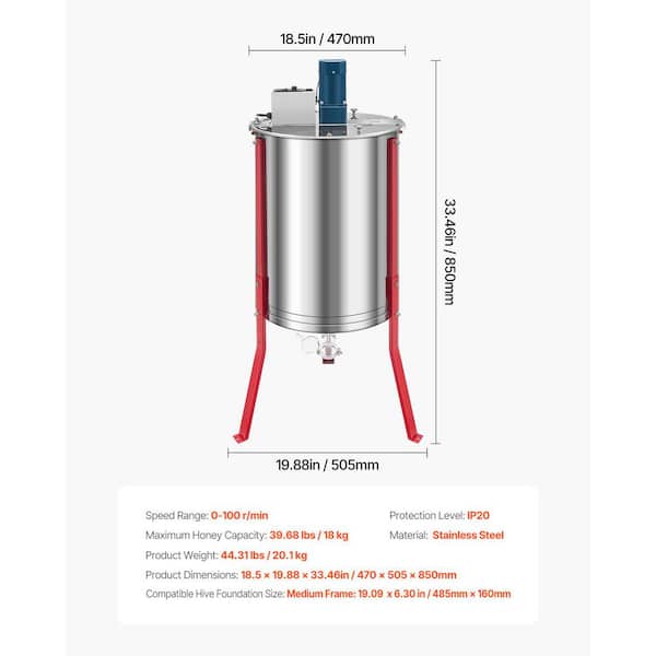 VEVOR Powered Honey Harvester, 6-Frame Honey Rotator featuring