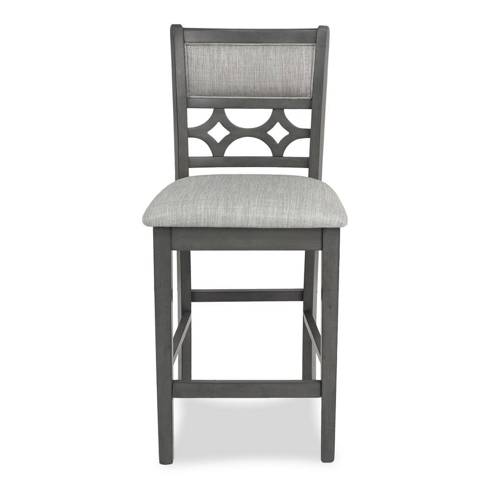 Contemporary 42" Round Gray Dining Set with 4 Padded Chairs