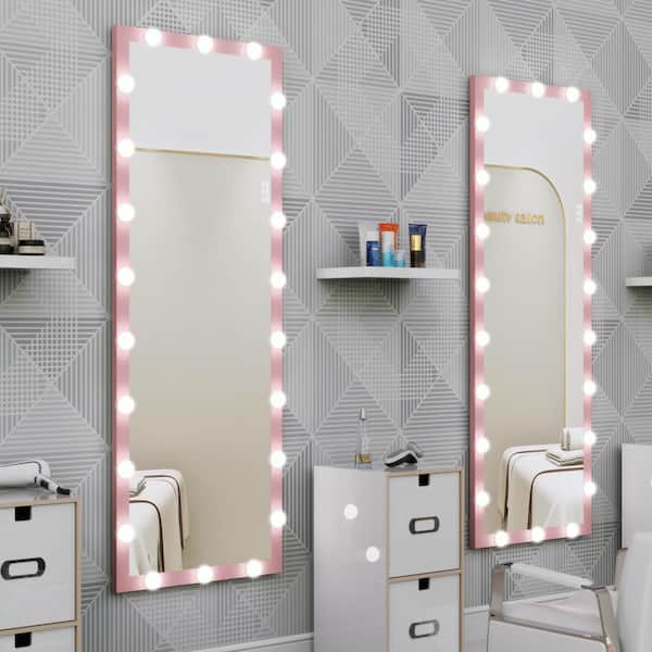 Modern 23.3 in. W x 62.6 in. H Rectangular Pink Metal Frame Wall