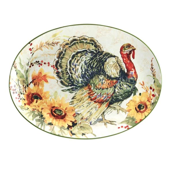 Certified International Harvest Morning 12 in. Assorted Colors Earthenware Platter
