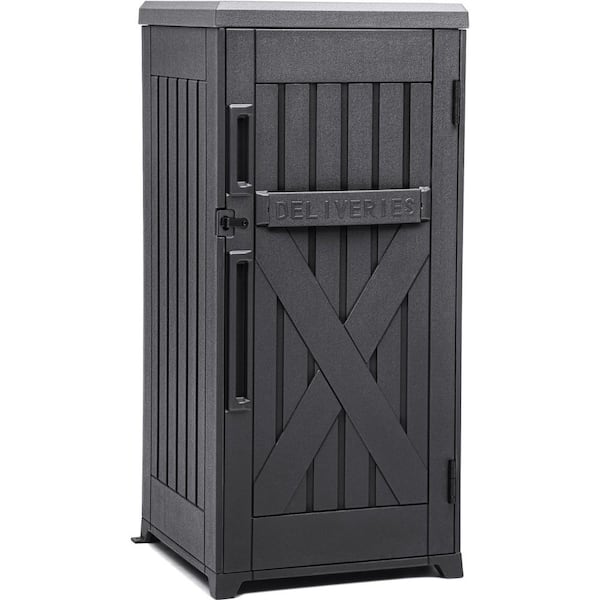 Unbranded 60 Gal. Large Package Delivery and Storage Box, Package Delivery Container Resin Outdoor Waterproof Deck Box for Porch