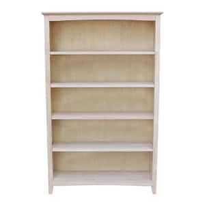 60 in. H Unfinished Solid Wood 5-Shelf Standard Bookcase