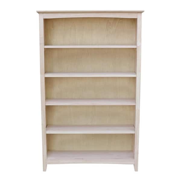 International Concepts 60 in. H Unfinished Solid Wood 5-Shelf Standard Bookcase