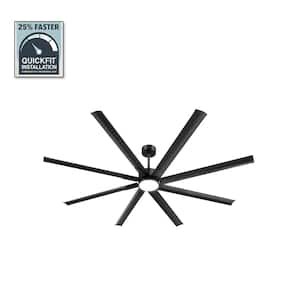 84 in. Indoor Black Downrod Angled Mount 3-Colors LED 6-Speeds Industrial Ceiling Fan with Light Kit and Remote Control