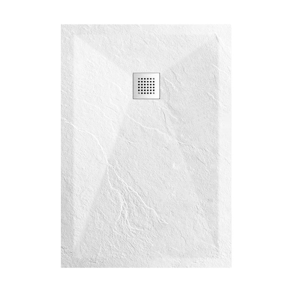 Swiss Madison Terre P Series 48 in. L x 36 in. W Alcove Shower Pan Base with Reversible Drain in White