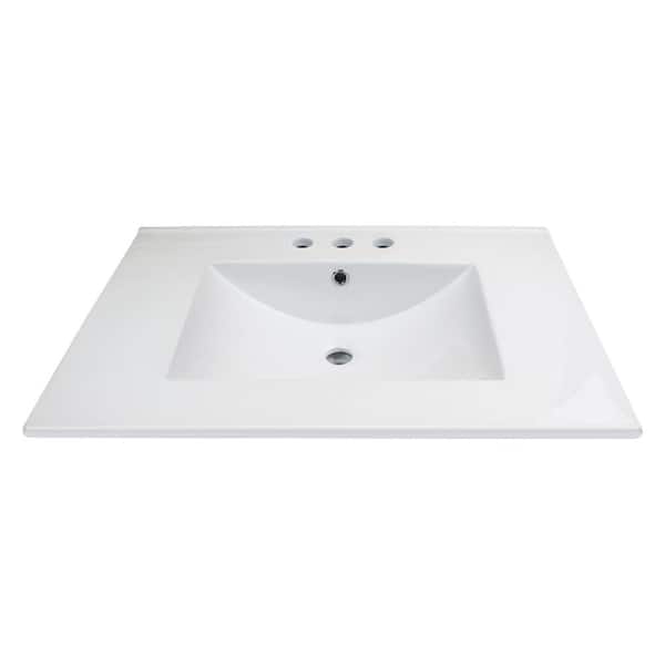 Transolid Juliette 31 in. W x 22 in. D Vitreous China Vanity Top in White with 8 in. CC