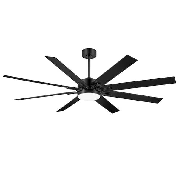 Brajah 68 in. Indoor Integrated LED Black Ceiling Fan with Light and Remote Control Included
