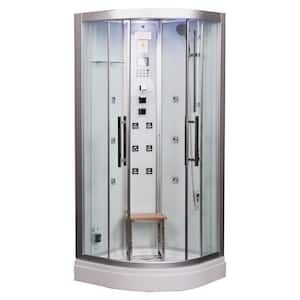 Platinum 35 in. x 35 in. x 87 in. Steam Shower with Bluetooth Chroma therapy Lighting and 3kW Steam Generator in White