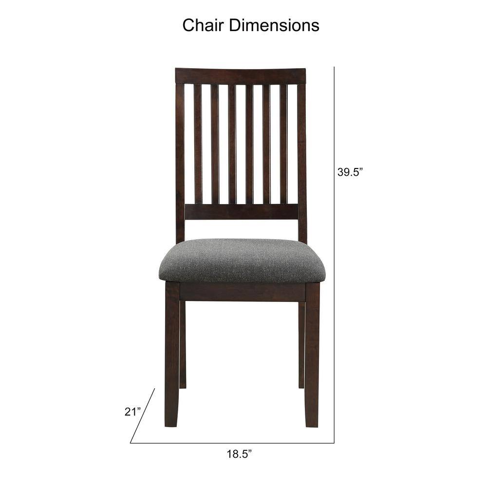 Yorktown Espresso 7-Piece Dining Set with Gray Tweed Chairs