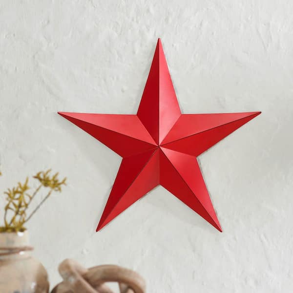 1-Piece 18 in. x 18 in. Barn Red Distressed Metal Star Wall Decor