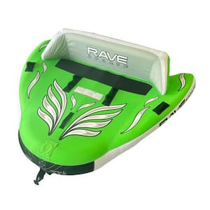 3-Person Inflatable Wake Hawk Towable Boating Water Tube Raft in Green