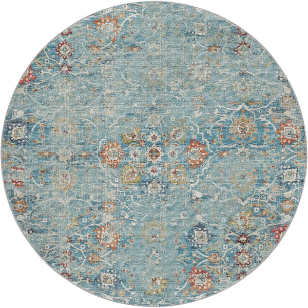 Dream Shag Premium Machine Washable Abstract ADS92 Multi 8 ft. x 8 ft. Round Rug