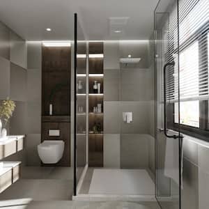1-Spray Patterns with 1.5 GPM 10 in. Wall Mount Square Ceiling Fixed Shower Head in Brushed Nickel