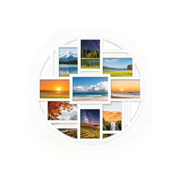9-Opening Round 4 in. x 6 in. White Plastic Collage Frame for Wall Decor