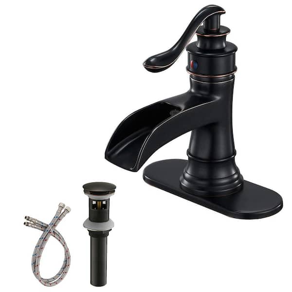 WELLFOR Single Hole Single Handle Sleek Stylish Bathroom Faucet with Drain Kit Included in Oil Rubbed Bronze (Valve Included)