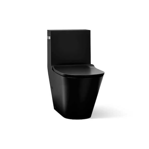 Brazn 12 in. 1-piece 0.8/1.28 GPF Dual Flush Elongated Toilet in Honed Black Seat Included