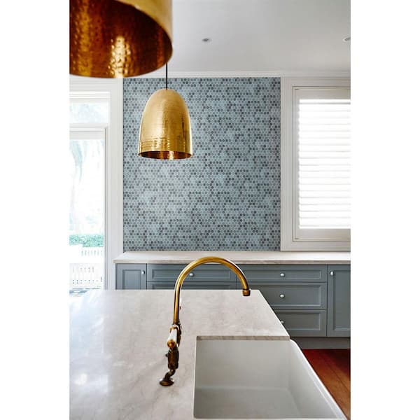 Watelle Buoya 11.5 in. x 11.8 in. Matte Recycled Glass Hexagon Mosaic Wall and Floor Mosaic Tile Sample